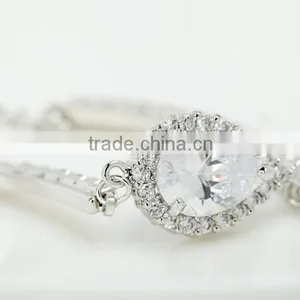 18K Rose Gold and White Gold Plated Jewelry Women Chain and Micro AAA Cubic Zircon Pave 2 Carat Pear Cut CZ Bracelet thumbnail-2