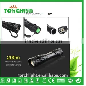 Strong Light Flashlight Self Defense SOS T6 Professional 2000 Lumens Lanterna Led Zoomable Flashlight 18650 Battary thumbnail-6