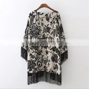 Summer Fashion Beachwear With Fringes Free Size Turkish Kaftan thumbnail-2