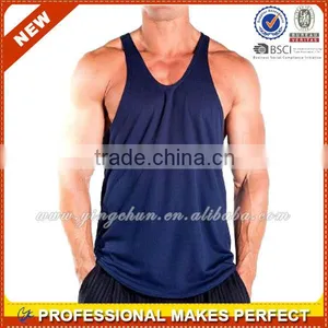 Blank Drop Armhole Men's Poly Stringer Solid Color Tank Top Wholesale (YCT-C0302) thumbnail-1