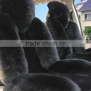 Customized Luxury Sheepskin Long Fur Car Seat Covers Lambskin Fur Car Seat Cushion Cover Universal in Winter thumbnail-5