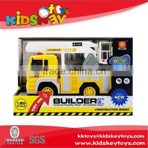 Promotional Plastic Wheels Friction Toy Car Yellow Fire Truck Toys With Sound and Light thumbnail-1