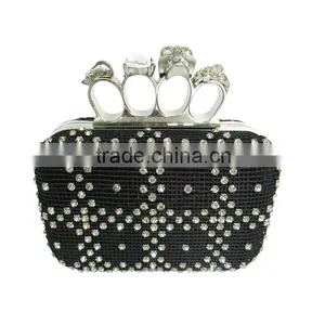 EV2045 Custom Crown Evening Bag, Rhinestone Black and White Party Bag thumbnail-1