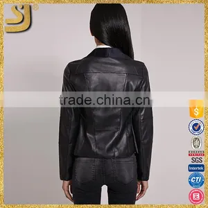 BLACK FAUX LEATHER WATERFALL JACKET thumbnail-2