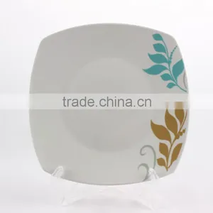 Small Size Super White Logo Decal Printable Customized Restaurant And Hotel Ceramic Porcelain Square Plates Dishes thumbnail-5