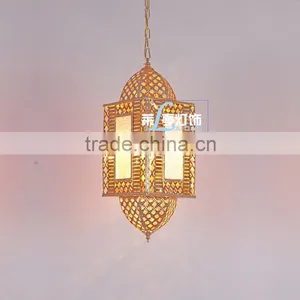 Antique Glass Moroccan Style Hanging Lantern Pendant Lighting thumbnail-3