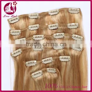 Clip in Sets Products 7pcs Clip in Human Hair Extensions 10"-26" Straight Blonde 6A Grade Human Hair Extensions thumbnail-2
