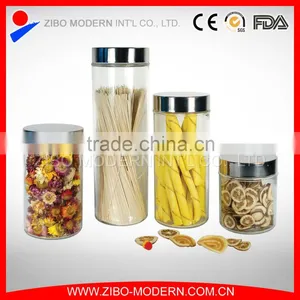 High Quality Set 4 Clear Custom Glass Jar Airtight Screw Lid Canisters thumbnail-1
