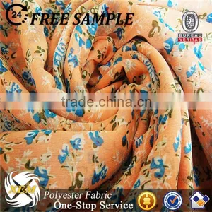 Flower Design Crinkle Chiffon Printed Fabric thumbnail-3