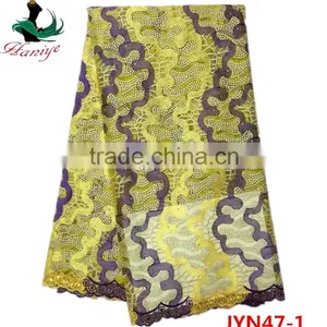 JYN47 African Tulle Lace Fabric With Stones for Lady thumbnail-5