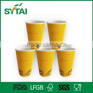 16 oz Ripple Wall Coffee Paper Cup With Black Lid thumbnail-3