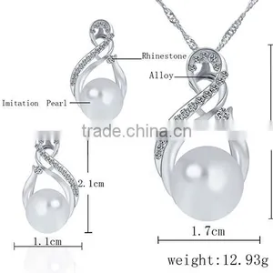 Small Order China Wholesale Necklace With Pearl Earring Gold 3pcs Jewelry Set Korean thumbnail-3