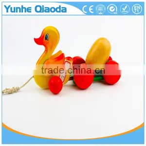 Colorful Pull Along Wiggles Duck With One Egg Wooden Toy Wiggles as You Pull They Make a Fun Baby thumbnail-6