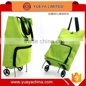 Green Shopping Cart Compact Tote Grocery Bag 2 Wheels Trolley For Storage thumbnail-3