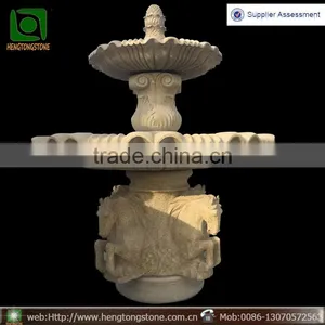 Hand Carved Granite Water Fountain With Horses Statues thumbnail-1