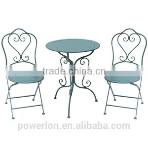 Lovely Stylish Wrought Iron Patio Set Outdoor Furniture 2 Chairs 60cm Round thumbnail-4