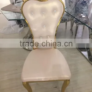 Luxury White Stitching PU Back Golden Wedding Chair thumbnail-1