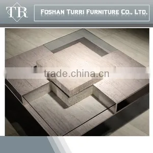 KD-106A Unique Glass Top Marble Coffee Table,Classic Tea Table thumbnail-3