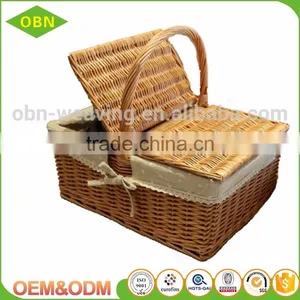 Wholesale Cheap Fruits Food Wicker Hamper Mini Empty Picnic Willow Basket With Cover thumbnail-3