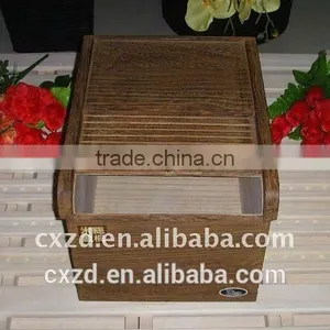 Natural Handmade High Quality Wood Rice Box With Rolling Shutter Cover, Food Storage Box thumbnail-2