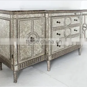 3 Drawers Living Room Furniture Solid Wood With Antique Mirror Cabinet thumbnail-5