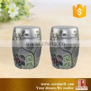 Silver Color Chinese Cermaic Barrel Stool thumbnail-3