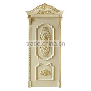 Luxurious Imperial Gold and White Solid Wood Artistic Carving Swing Single Door BF12-05234a thumbnail-2