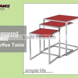 Home Furniture Steel Center Table Modern Glass Nesting Table thumbnail-1