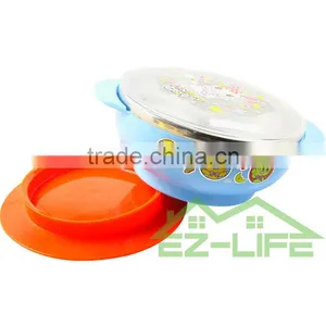 Stainless Steel Food Feeding Bowls With Spoon and Plastic Chopsticks Kids Tableware Set thumbnail-3