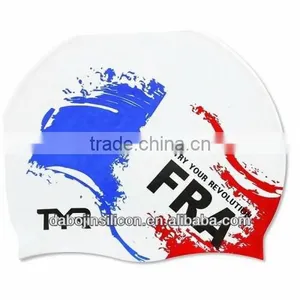 France Country Flag Patriotic Silicone Swimming Caps With CE/ROHS Certification thumbnail-1