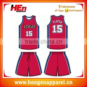 Hongen Apparel 2017 Latest Design Men Sublimation Basketball Jersey Sets 100% Polyester thumbnail-1
