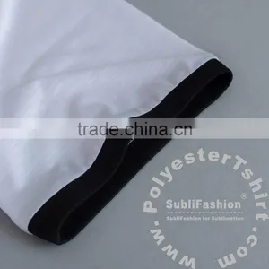 Blank 100% Polyester Ringer T-shirt for Men White Color Black Rib Baseball Tshirt Top Tees Sublimation Print Available thumbnail-3
