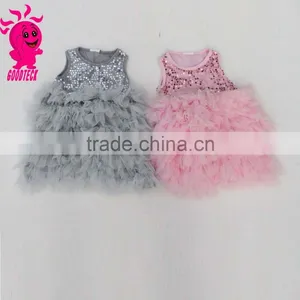 2015 Wholesale Chiffon Flower Girl Princess Dress Pretty Girl Party Baby Girls Clothes Sleeveless Summer Dresses thumbnail-1