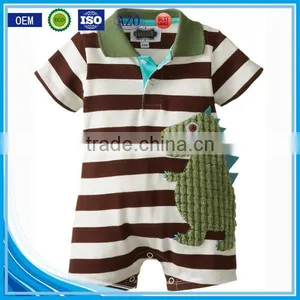 0-18months Applique Dinosaur Summer Wear Short Sleeve Newborn Organic Cotton Baby Boutique Clothing Wholesale thumbnail-1