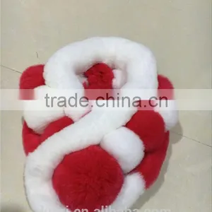 2016 New Genuine Rex Rabbit Fur Scarf Fur Wraps Muffler Fur Balls Warmer for Winter Shawls Scarf thumbnail-4