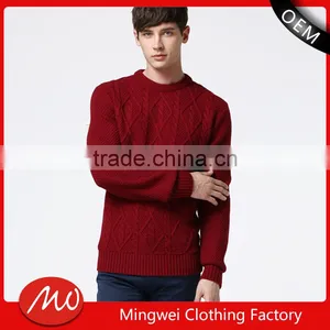 Mans Round Colloar Cable Knit Pattern Pullover Sweater With High Quality thumbnail-1