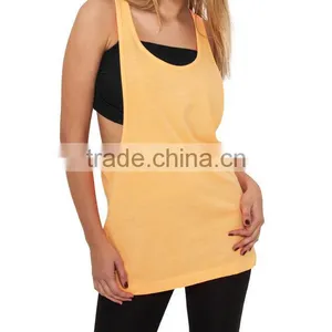 OEM Service Fashion Lady Long Loose Vest Top 100%cotton thumbnail-1