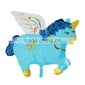 Aluminium Foil Balloons Party Decoration Unicorn Pegasus Blue Butterfly Pattern thumbnail-2