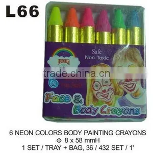 L66 6 NEON COLORS BODY PAINTING CRAYONS thumbnail-1