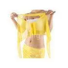 Bright Yellow Belly Dancing Bra Tops Short Vest With Strap Tie At the Neck thumbnail-1