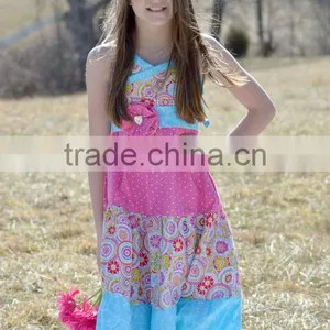American Girls Multi Color Chevron Satin Halter Dress With Rose Tutu Dress thumbnail-4