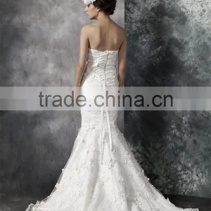 Mermaid Sweetheart Court Train Wedding Dress Elegant Lace and Satin Bridal Gown AS30202 thumbnail-2