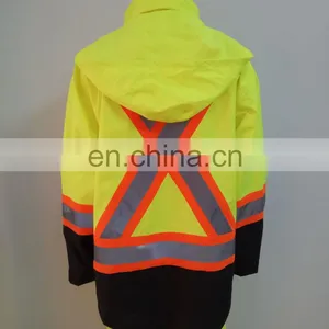 Wholesale Polyester High Visibility Fluorescent Reflective Raincoat Safety Jacket thumbnail-4