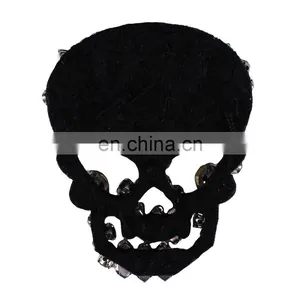 Fashion Beading Gray Rhinestones Skull Patches Badge for Jewelry Brooch thumbnail-3