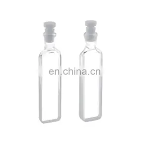 ES Quartz Glass 10mm Inside Width Durable Q-111 Standard Cell With Stopper and With Round Bottom Cuvette Quartz thumbnail-2