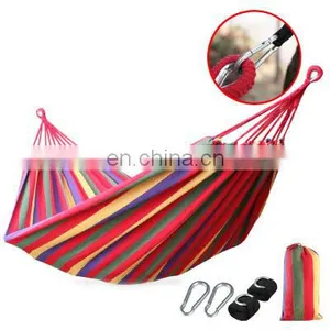 200*80cm Outdoor Colorful Striped Camping Hammock For Garden Sports Home Travel Camping Swing Thick Canvas Hanging Hammock thumbnail-1