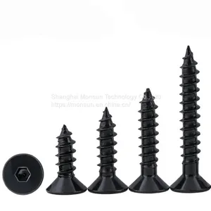 Hexagon Socket Wood Screws, Fiberboard Screws, Black Phosphated C1022 Hardened Screws Manufacturers Supply thumbnail-1