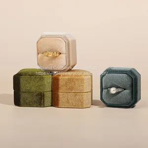 Custom Logo Square Flannel Ring Boxes Wedding Proposal Jewelry Ring Box thumbnail-5