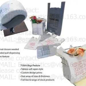 100% Biodegradable And Compostable T-Shirt Bags/Vest Carrier PE Plastic Bag, Vest Carrier Plastic T-Shirt Shopping Bag thumbnail-5