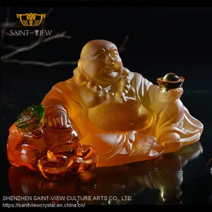 Factory Wholesale Crystal Liuli Laughing Maitreya Statue Blessing Car Interior Decoration thumbnail-2